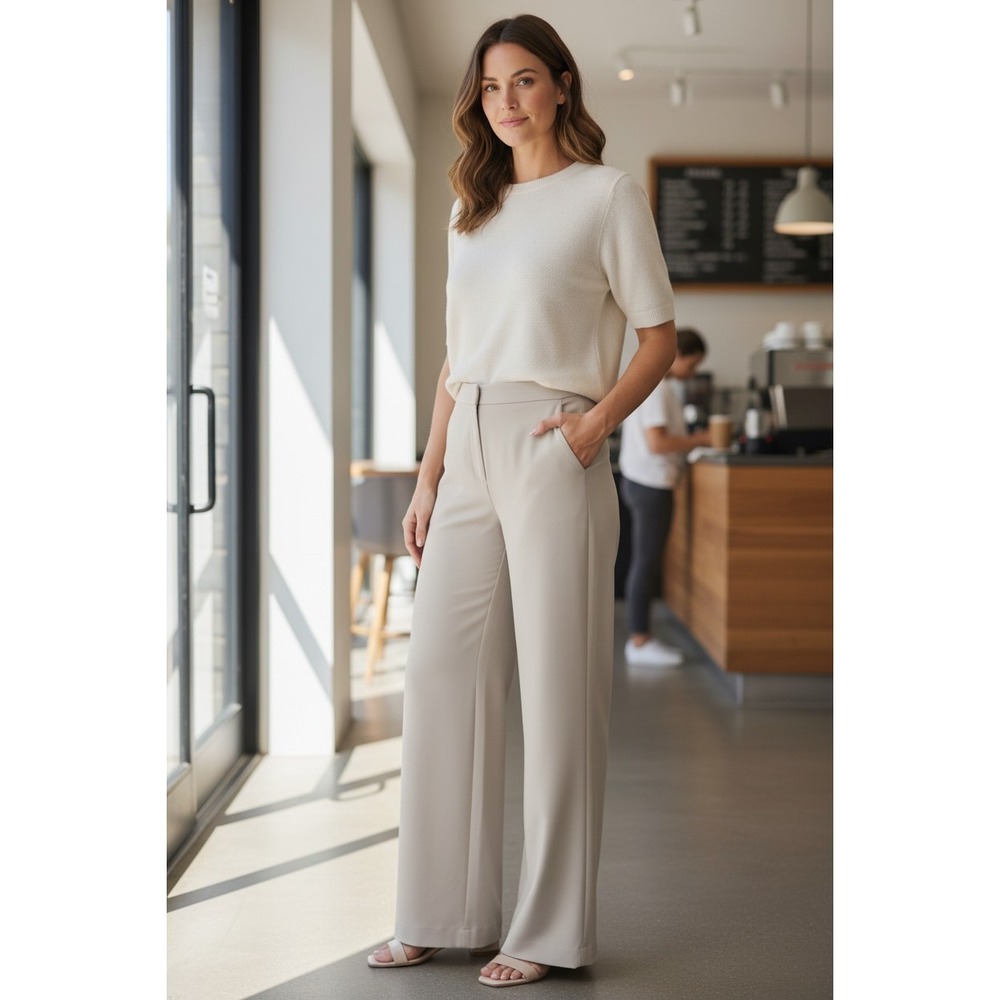 St. John Women's Size 10 Wide Leg Crepe Dress Pants Gray